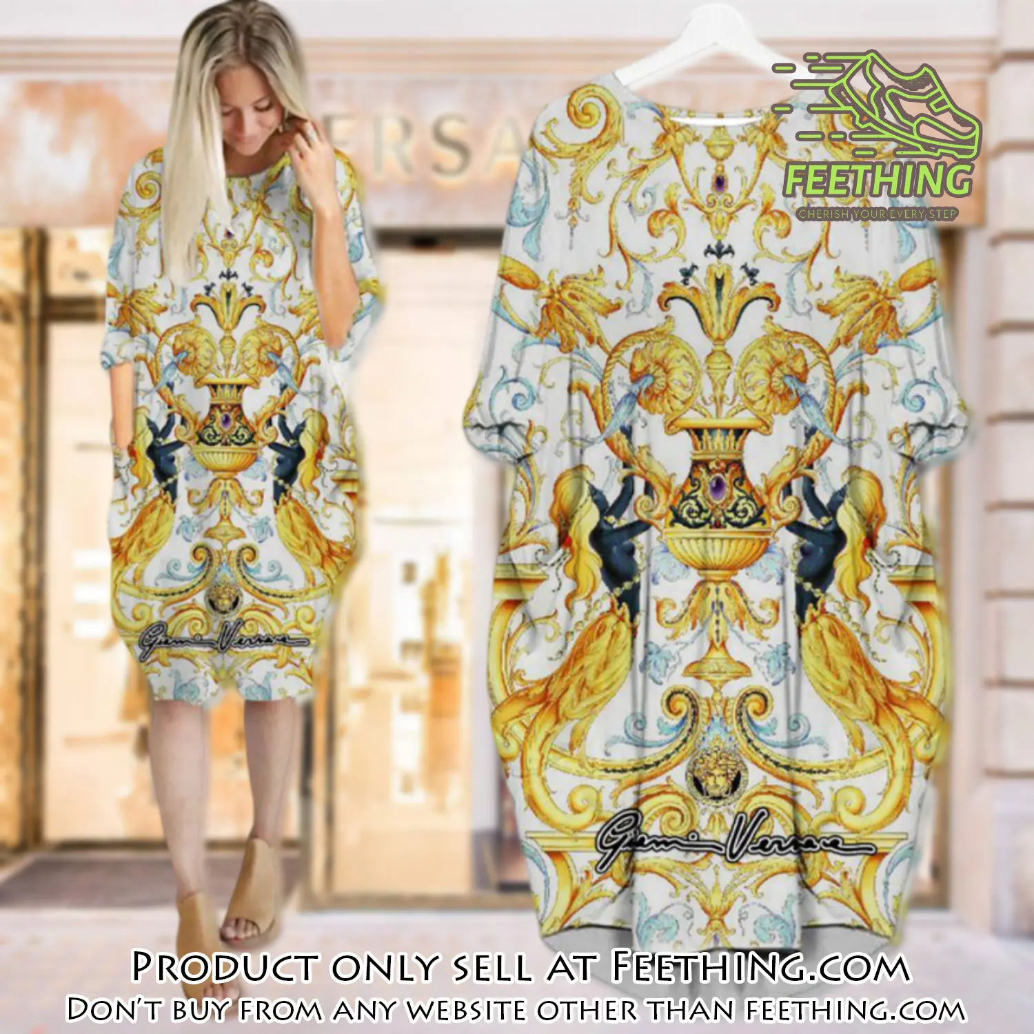 Gianni versace white batwing pocket dress luxury brand for women pd071 ft4836174